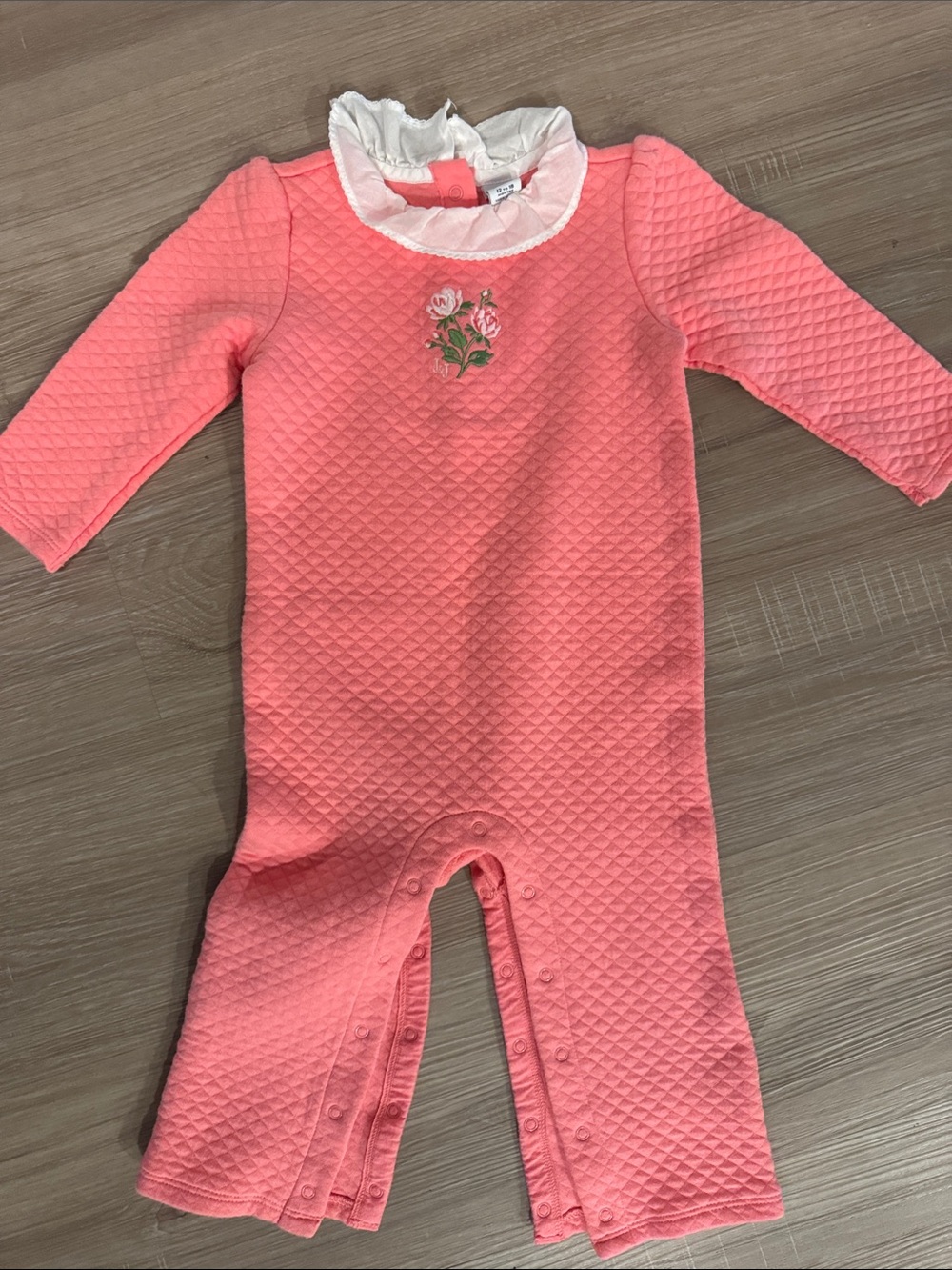 Janie and Jack Coral Quilted Floral One-Piece for Kids Footie Comfy 12-18mos